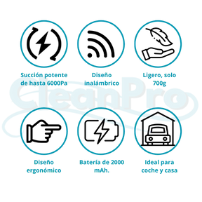 Aspirador portátil inalámbrico CleanPro