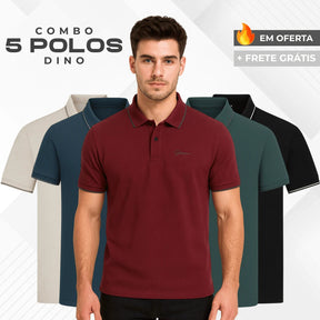 Kit 5 Camisas Polo Dino Manga Curta Minimalista